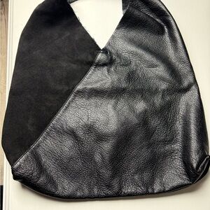 Black Leather and Suede Tote Bag